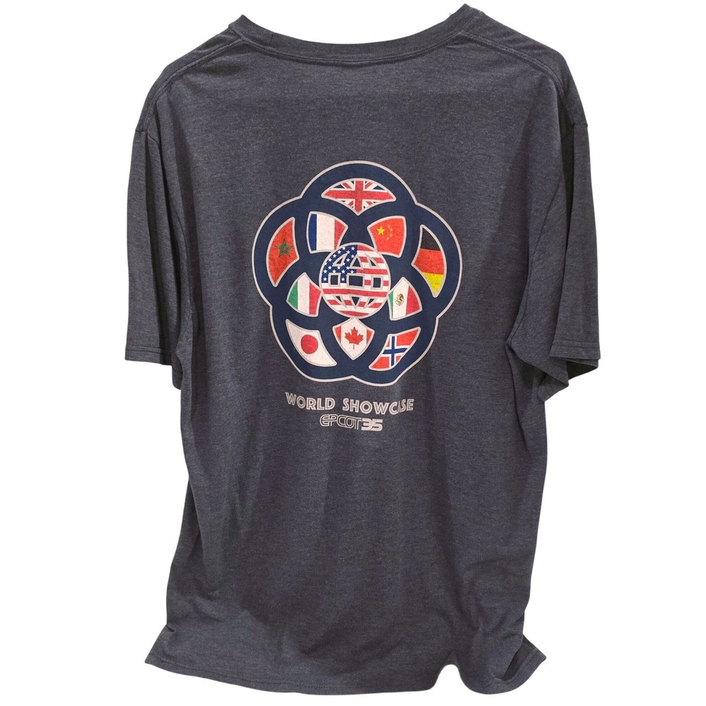 DISNEY PARKS EPCOT 35th Anniversary WORLD SHOWCASE T-Shirt Blue Size L Authentic
